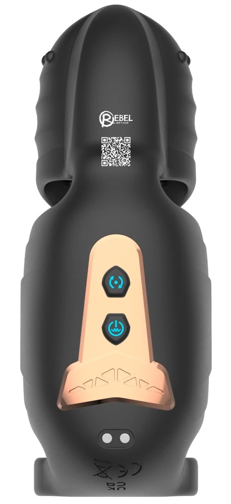 Rebel Cock Vibrator mit beweglichem Eichel-Stimulator, schwarz