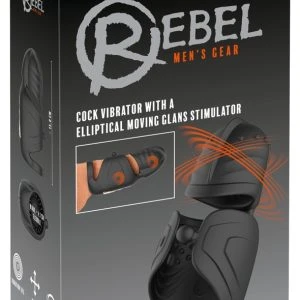 Rebel Cock Vibrator mit beweglichem Eichel-Stimulator, schwarz