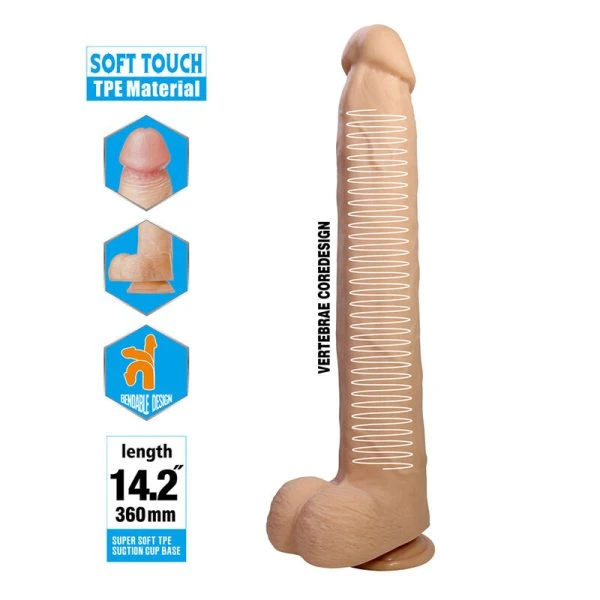 Pretty Love Dany flexibler realistischer Dildo mit Saugnapf 36 cm
