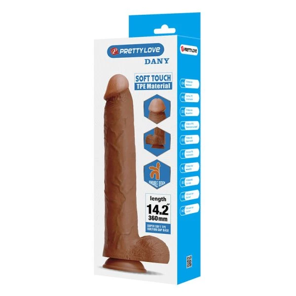 Pretty Love Dany Realistischer Dildo mit Saugnapf, 36 cm, Braun