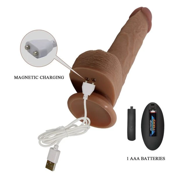 Pretty Love Tommy Realistischer Stoßvibrator mit Fernbedienung, dunkelbraun