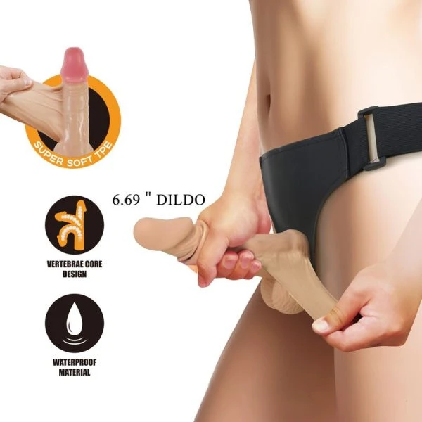 Pretty Love Zane Harness mit flexiblem Dildo 17 cm natur
