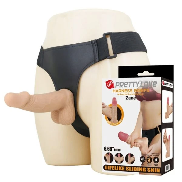 Pretty Love Zane Harness mit flexiblem Dildo 17 cm natur