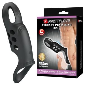 Pretty Love Craig Vibrations-Penisring aus Silikon, schwarz Pretty Love Craig Vibrations-Penisring aus Silikon, schwarz – Bild 1