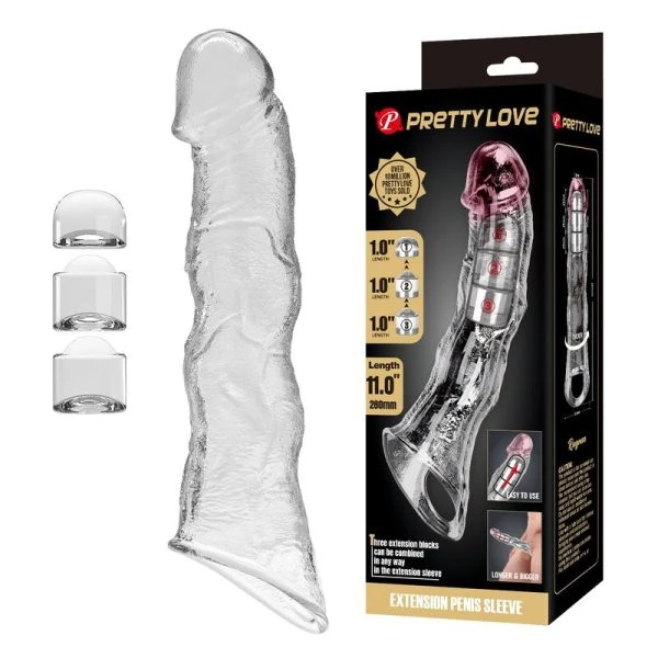 Pretty Love Penisverlängerungshülle 28 cm mit Saugnapf, transparent