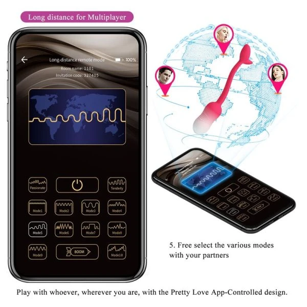 Pretty Love App-gesteuertes Vibrationsei mit 12 Funktionen, pink