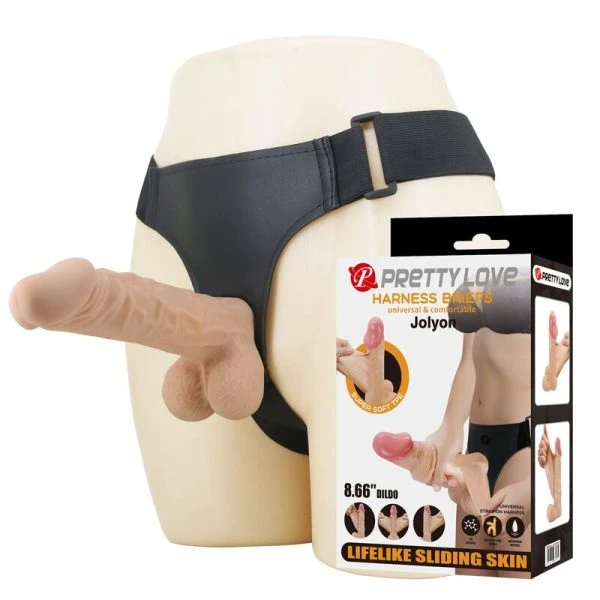 Pretty Love Jolyon Harness with Flexible Dildo 22 cm Natural