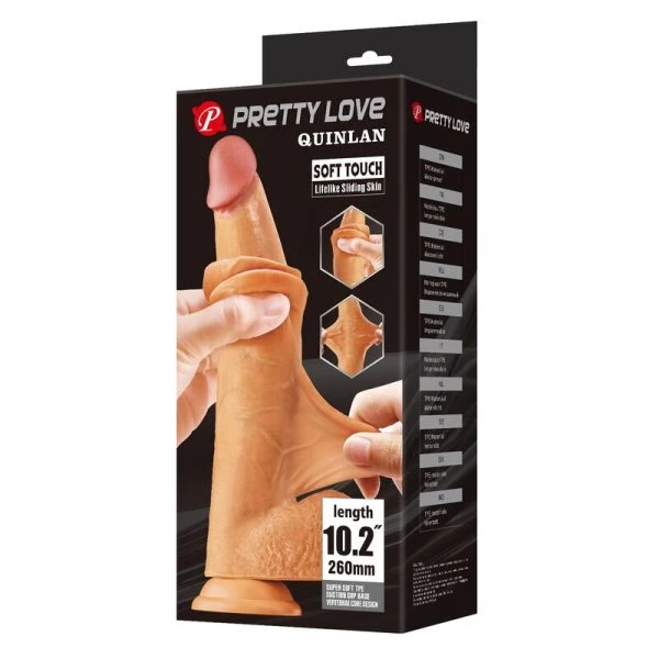 Pretty Love Quinlan Dildo mit Saugnapf, 26 cm, natur