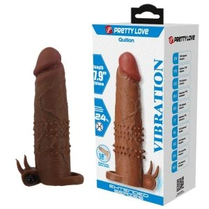 Pretty Love Quillon vibrierende Penishülle 20 cm Ø 4 cm braun