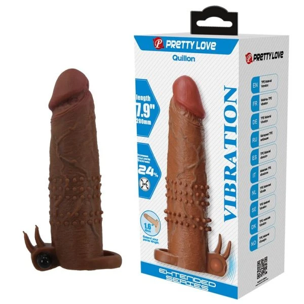 Pretty Love Quillon vibrerende penishuls 20 cm Ø 4 cm bruin