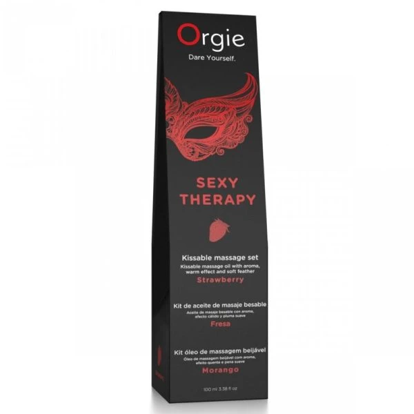 Orgie Lippenmassage-Set Erdbeer Kussbares Massageöl 100 ml
