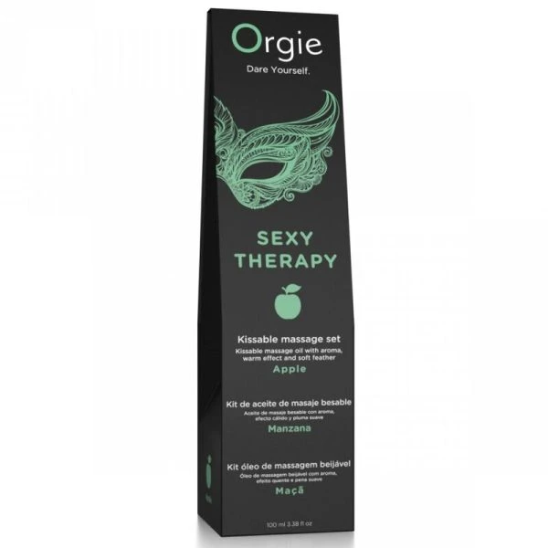 Orgie Lippenmassage-Set mit Apfelduft und Feder, 100 ml