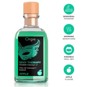 Orgie Lippenmassage-Set mit Apfelduft und Feder, 100 ml