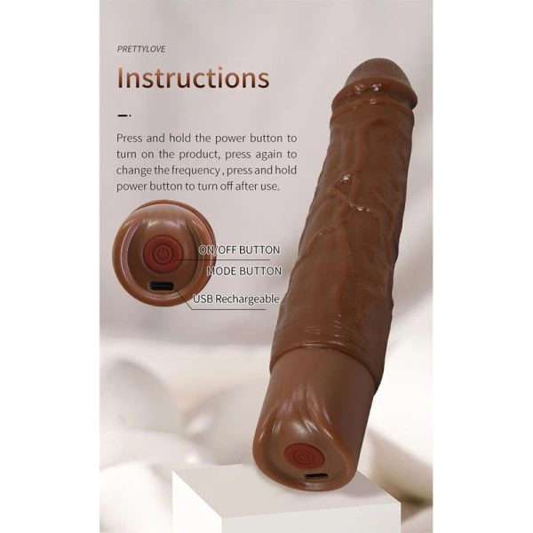 Pretty Love Kessler Realistischer Vibrationsdildo mit Stoßfunktion 22 cm Braun