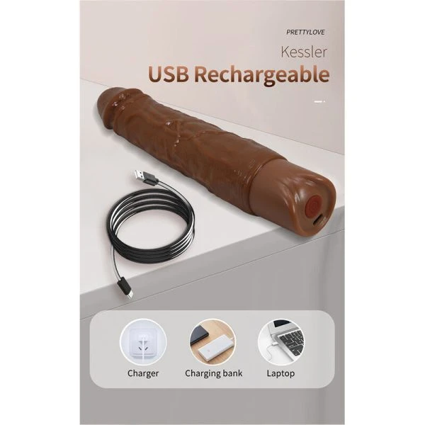 Pretty Love Kessler Realistischer Vibrationsdildo mit Stoßfunktion 22 cm Braun