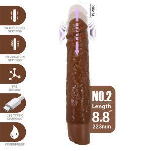 Pretty Love Kessler Realistischer Vibrationsdildo mit Stoßfunktion 22 cm Braun Pretty Love Kessler Realistischer Vibrationsdildo mit Stoßfunktion 22 cm Braun – Bild 2