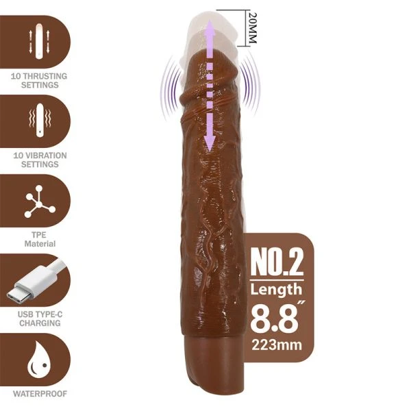Pretty Love Kessler Realistischer Vibrationsdildo mit Stoßfunktion 22 cm Braun