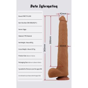 Pretty Love realistische TPE-dildo Viggo 37 cm bruin met zuignap Pretty Love realistische TPE-dildo Viggo 37 cm bruin met zuignap - Afbeelding 10