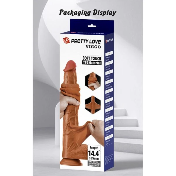 Pretty Love realistische TPE-dildo Viggo 37 cm bruin met zuignap