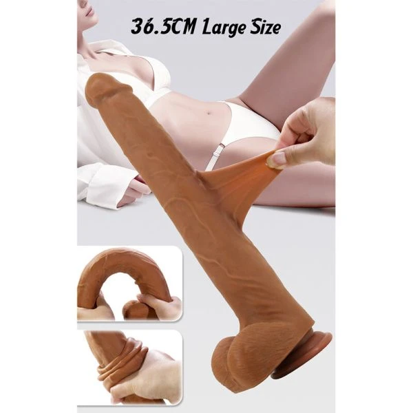 Pretty Love realistische TPE-dildo Viggo 37 cm bruin met zuignap