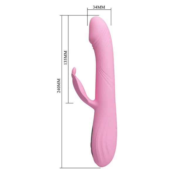 Pretty Love Bella Rabbit Vibrator mit Schmetterlingsstimulation und LED-Display Pink