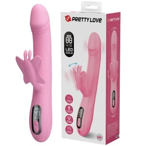 Home Pretty Love Bella Rabbit Vibrator mit Schmetterlingsstimulation und LED-Display Pink