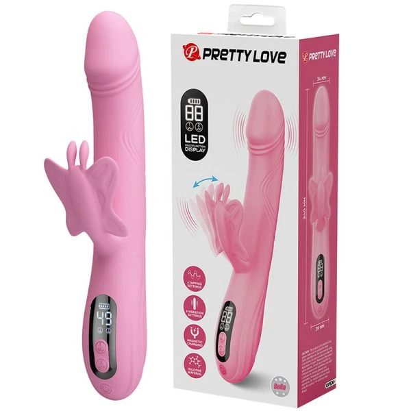 Pretty Love Bella Rabbit Vibrator mit Schmetterlingsstimulation und LED-Display Pink