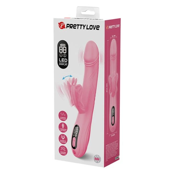 Pretty Love Bella Rabbit Vibrator mit Schmetterlingsstimulation und LED-Display Pink