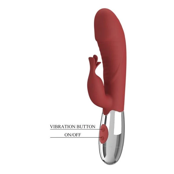 Pretty Love Rabbit-Vibrator Rosenholz-Hase mit 30 Funktionen, USB-aufladbar, rot