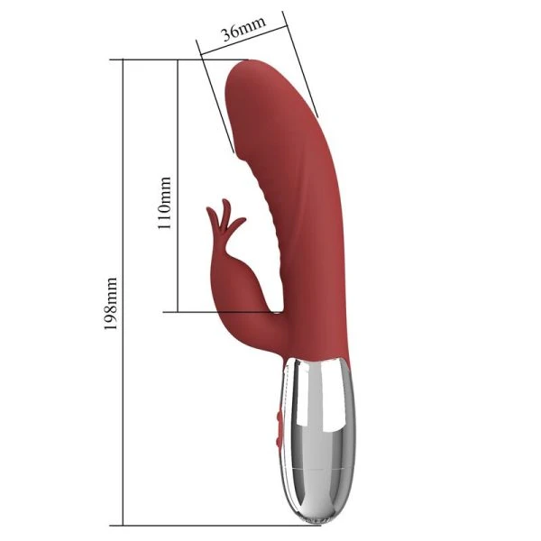 Pretty Love Rabbit-Vibrator Rosenholz-Hase mit 30 Funktionen, USB-aufladbar, rot