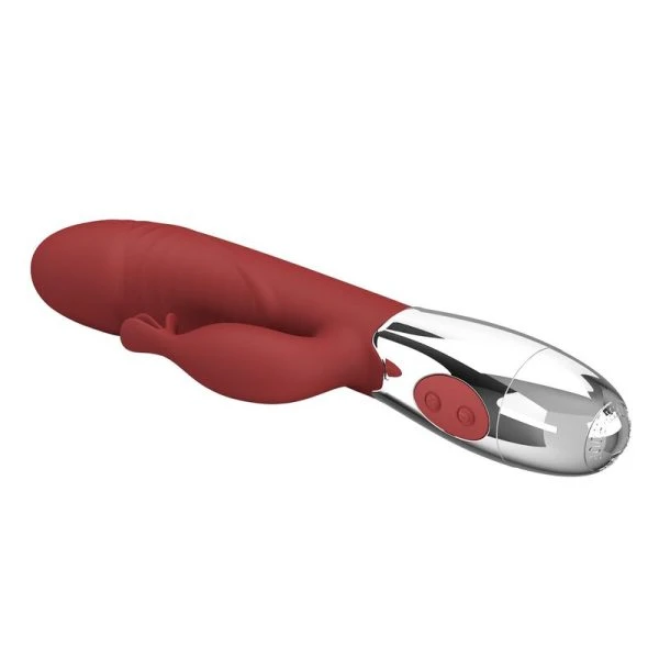 Pretty Love Rabbit-Vibrator Rosenholz-Hase mit 30 Funktionen, USB-aufladbar, rot