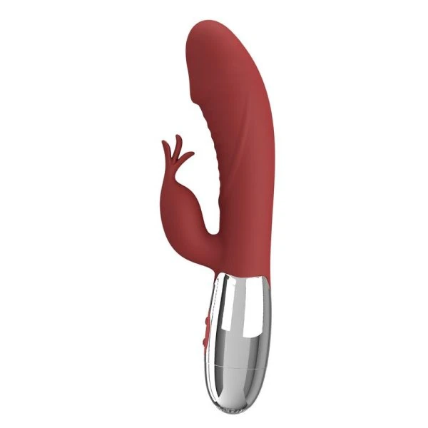 Pretty Love Rabbit-Vibrator Rosenholz-Hase mit 30 Funktionen, USB-aufladbar, rot