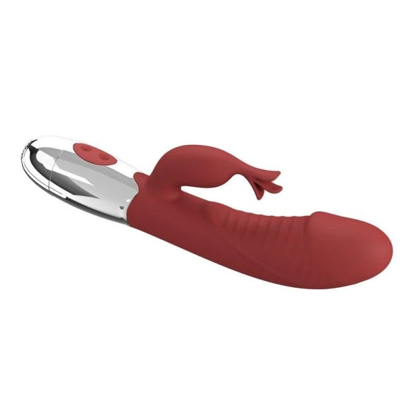 Pretty Love Rabbit-Vibrator Rosenholz-Hase mit 30 Funktionen, USB-aufladbar, rot