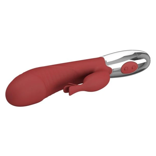 Pretty Love Rabbit-Vibrator Rosenholz-Hase mit 30 Funktionen, USB-aufladbar, rot