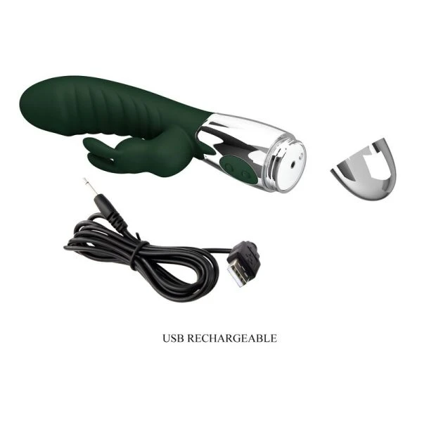 Pretty Love Naughty Bunny Rabbit-Vibrator mit 30 Funktionen, USB-aufladbar, grün