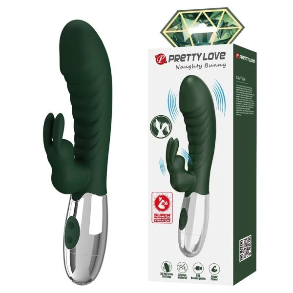 Pretty Love Naughty Bunny Rabbit-Vibrator mit 30 Funktionen, USB-aufladbar, grün