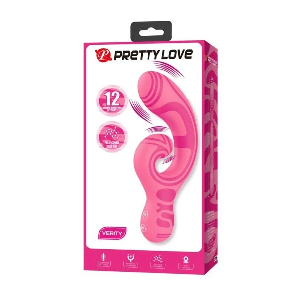 Pretty Love Verity Doppelseitiger Massagevibrator mit USB-Ladung, Silikon, Rosa