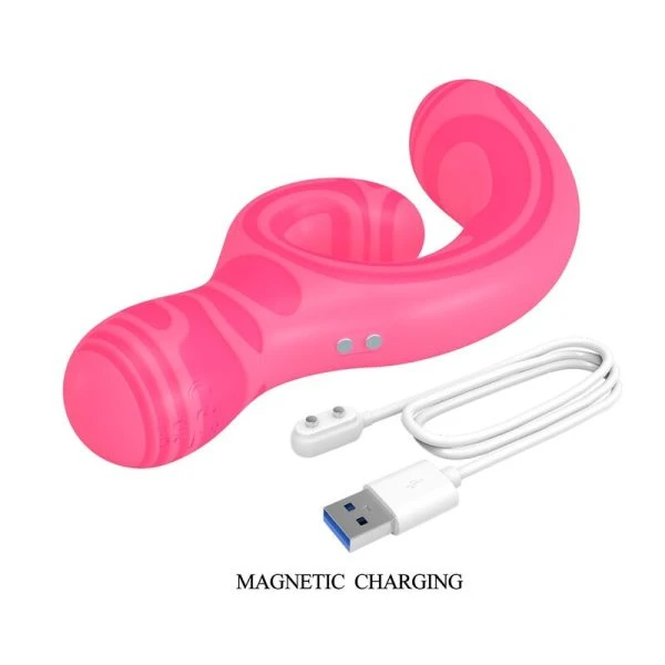 Pretty Love Verity Doppelseitiger Massagevibrator mit USB-Ladung, Silikon, Rosa