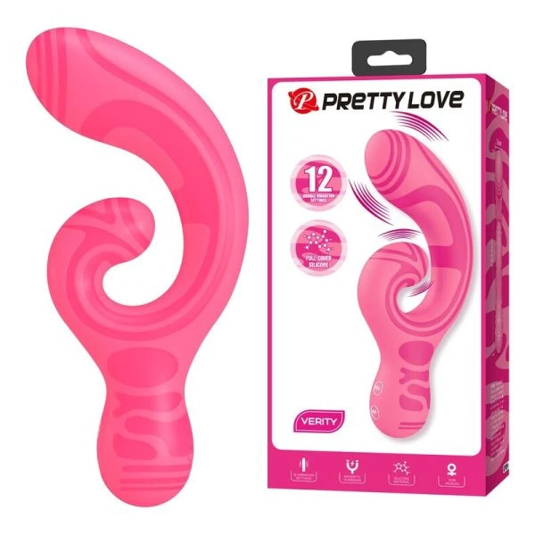 Pretty Love Verity Doppelseitiger Massagevibrator mit USB-Ladung, Silikon, Rosa