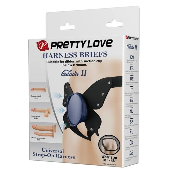 Pretty Love Strap-on Harness Briefs mit O-Ring Schwarz und Blau
