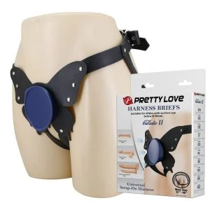 Pretty Love Strap-on Harness Briefs mit O-Ring Schwarz und Blau