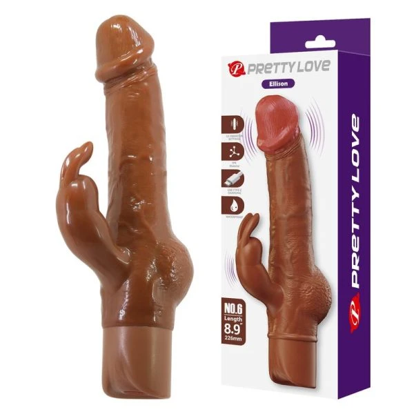 Pretty Love Ellison Realistischer Hasenvibrator 22,6 cm braun
