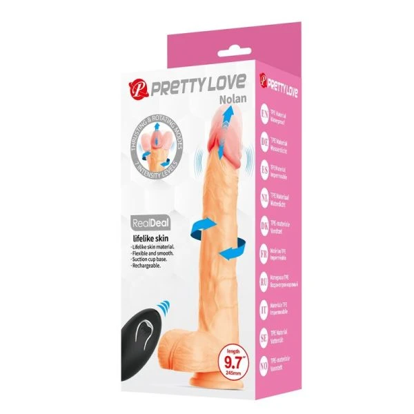 Pretty Love Nolan Stoß-Rotations-Vibrationsdildo mit Fernbedienung 24,5 cm Pretty Love Nolan Stoß-Rotations-Vibrationsdildo mit Fernbedienung 24,5 cm