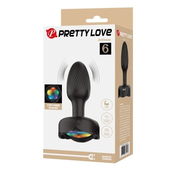 Pretty Love Vibrations-Analplug mit 10 Modi, wiederaufladbar, Schwarz