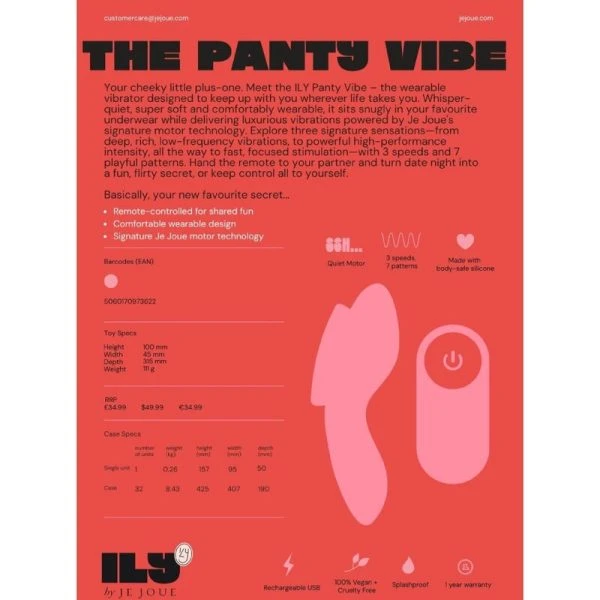 Je Joue ILY Panty Vibe Fernbedienungs-Intimvibrator, Silikon