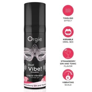 Orgie Dual Vibe! küssbarer Flüssigkeitsvibrator Erdbeer-Gin-Tonic 15 ml