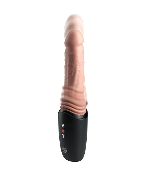 King Cock Stossender Silikon-Dildo mit Heizung und Vibration, 12,7 cm