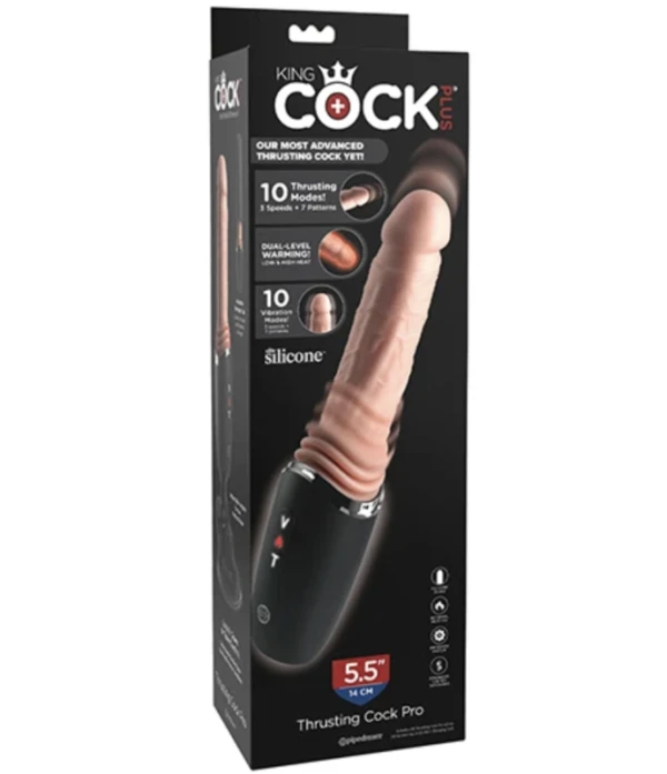 King Cock Stossender Silikon-Dildo mit Heizung und Vibration, 12,7 cm