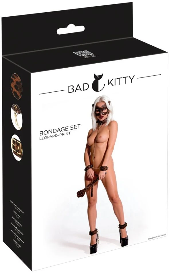 Bad Kitty Fesselset Leo 6-teilig mit Leine und Paddel