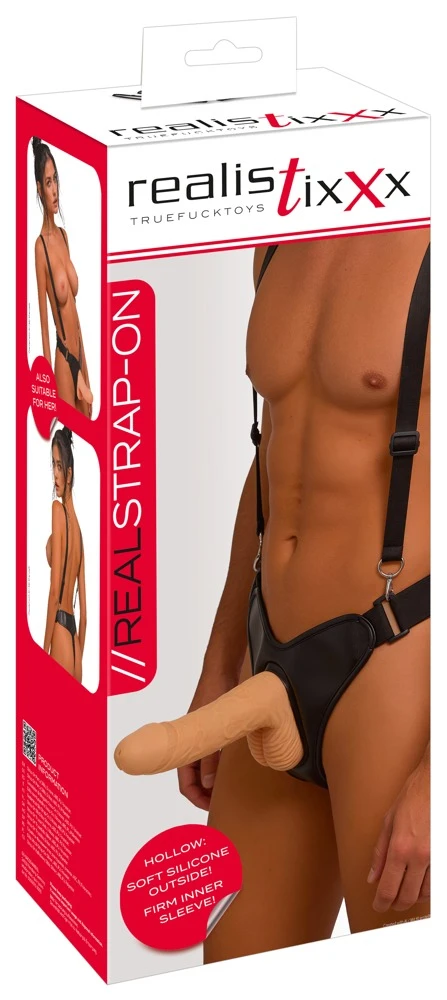 Realistixxx Strap-On Hollow mit hohlem Dildo für Paare, hautfarben hell